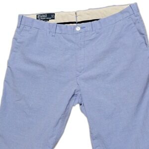 VTG Polo Ralph Lauren Slim GI Fit Blue Gingham Check Chino Pants Mens Sz 34X34